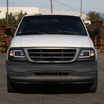 1997-2004 Ford F-150 / 1997-2002 Expedition LED C-Bar Projector Headlights (Black Housing/Clear Lens)