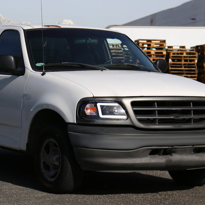 1997-2004 Ford F-150 / 1997-2002 Expedition LED C-Bar Projector Headlights (Black Housing/Clear Lens)
