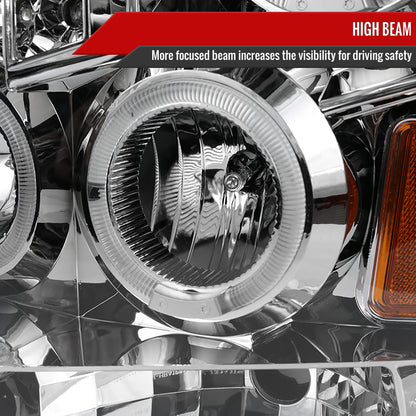 2008-2010 Ford F-250 F-350 F-450 Dual Halo Projector Headlights (Chrome Housing/Clear Lens)