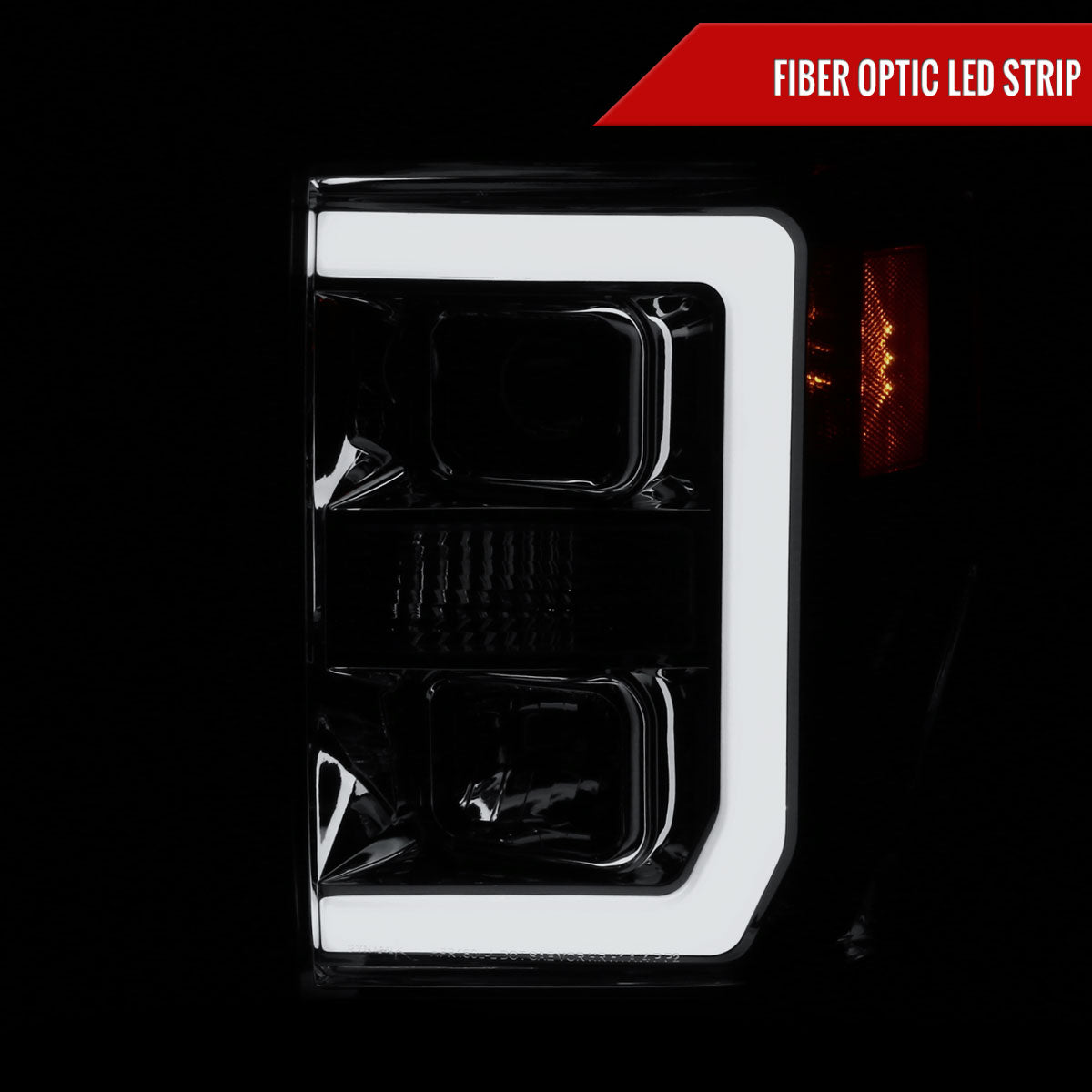 2008-2010 Ford F-250 F-350 F-450 LED C-Bar Projector Headlight (Chrome Housing/Smoked Lens)