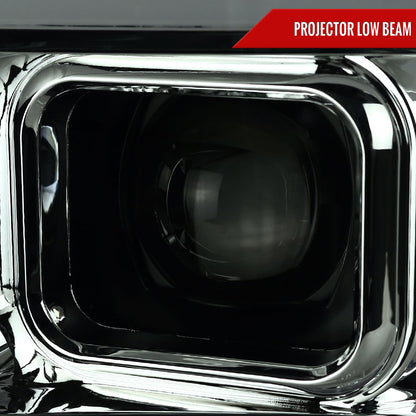 2008-2010 Ford F-250 F-350 F-450 LED C-Bar Projector Headlight (Chrome Housing/Smoked Lens)