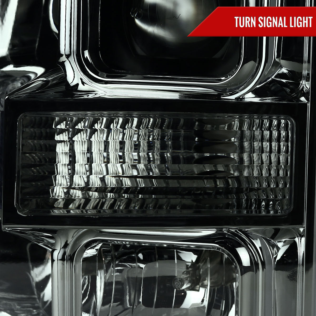 2008-2010 Ford F-250 F-350 F-450 LED C-Bar Projector Headlight (Chrome Housing/Smoked Lens)