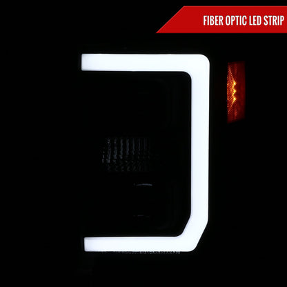 2008-2010 Ford F-250 F-350 F-450 LED C-Bar Projector Headlight (Matte Black Housing/Clear Lens)