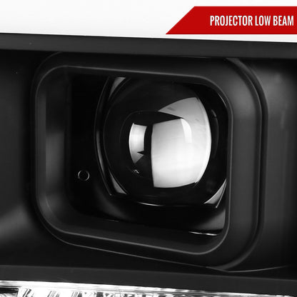 2008-2010 Ford F-250 F-350 F-450 LED C-Bar Projector Headlight (Matte Black Housing/Clear Lens)