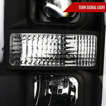 2008-2010 Ford F-250 F-350 F-450 LED C-Bar Projector Headlight (Matte Black Housing/Clear Lens)