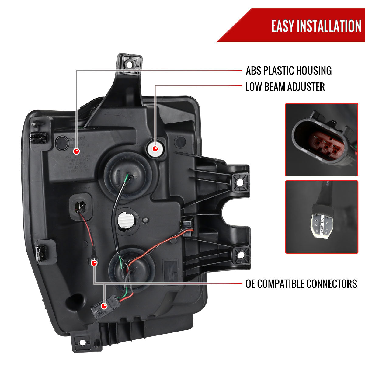 2008-2010 Ford F-250 F-350 F-450 LED C-Bar Projector Headlight (Matte Black Housing/Clear Lens)