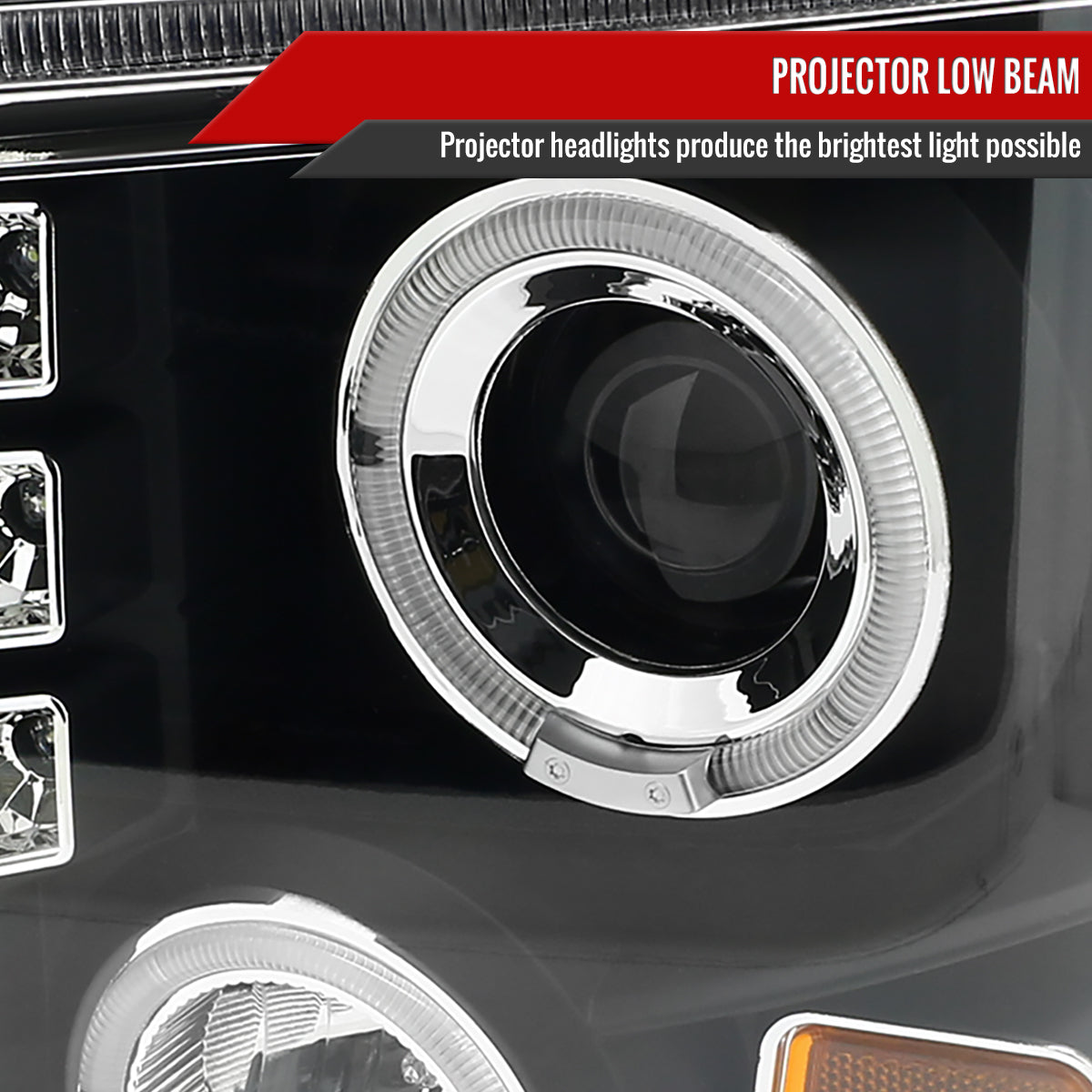 2008-2010 Ford F-250 F-350 F-450 Dual Halo Projector Headlights (Matte Black Housing/Clear Lens)