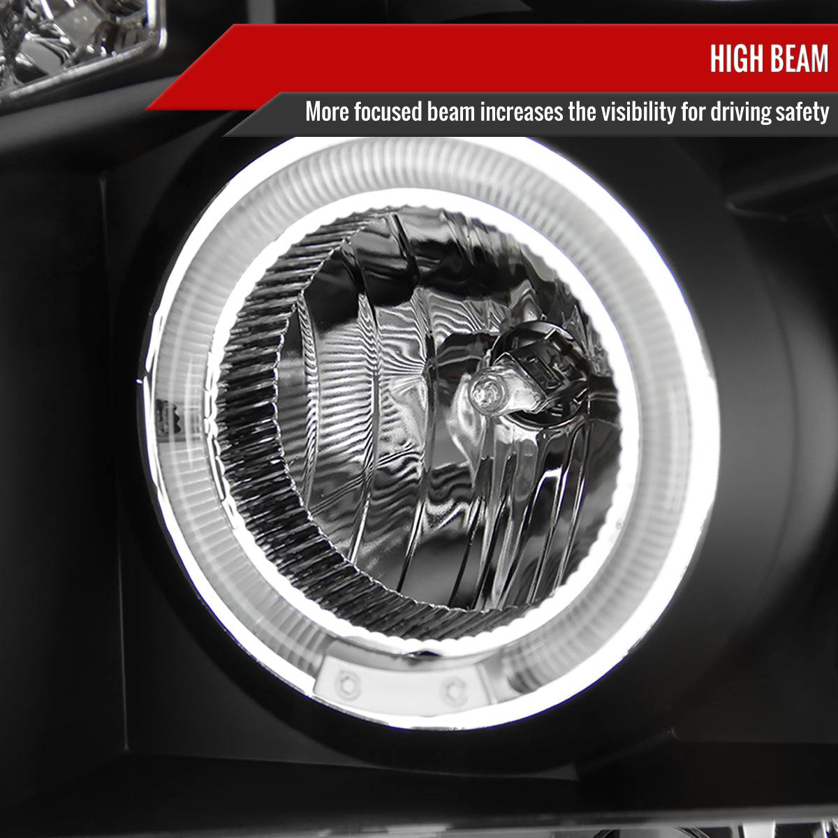 2008-2010 Ford F-250 F-350 F-450 Dual Halo Projector Headlights (Matte Black Housing/Clear Lens)