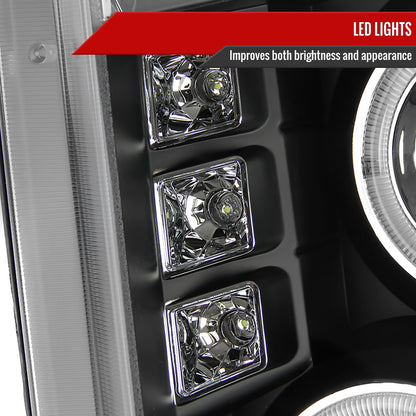 2008-2010 Ford F-250 F-350 F-450 Dual Halo Projector Headlights (Matte Black Housing/Clear Lens)