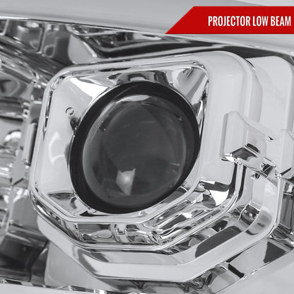 2011-2016 Ford F-250 F-350 F-450 F-550 Switchback Sequential LED C-Bar Projector Headlights (Chrome Housing/Clear Lens)