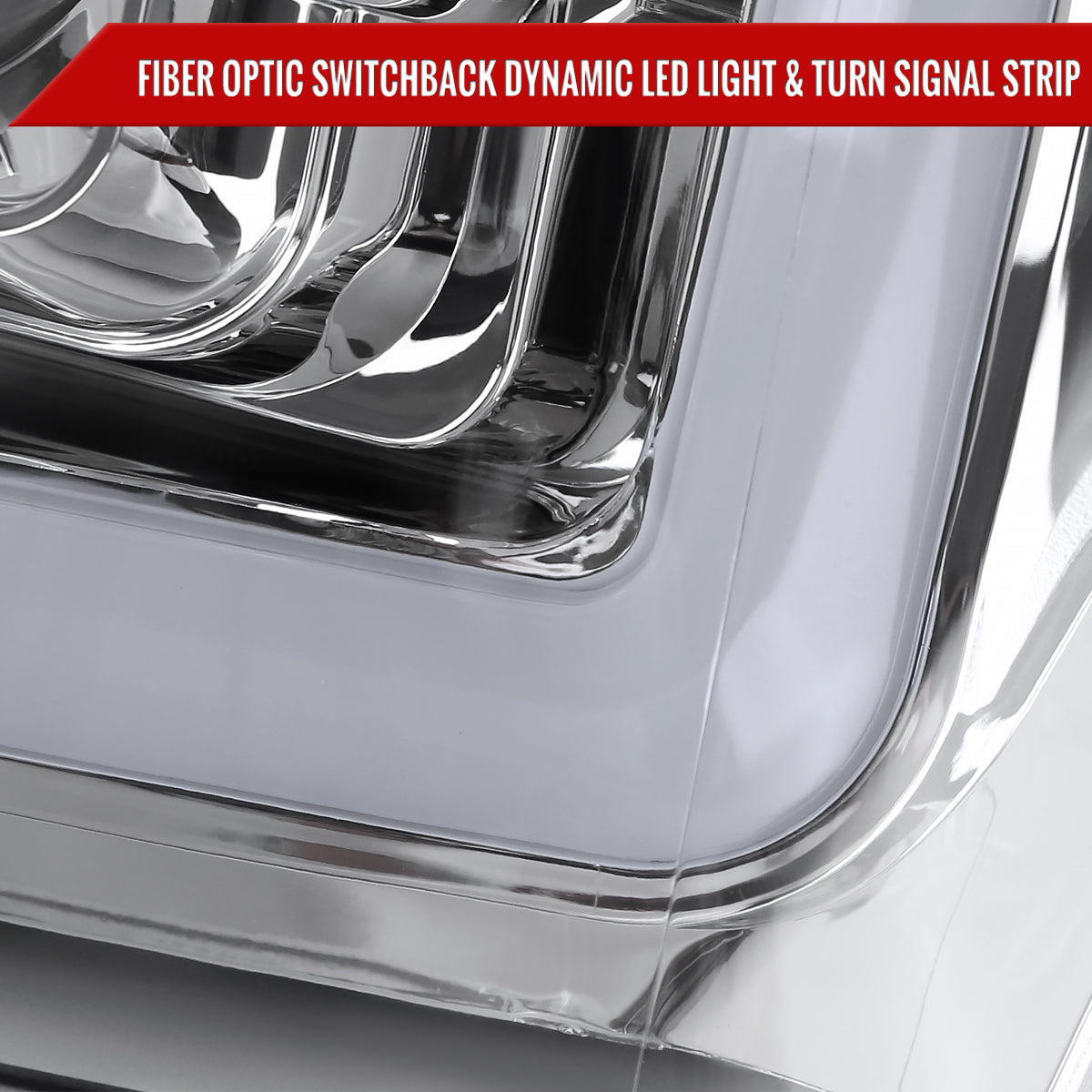 2011-2016 Ford F-250 F-350 F-450 F-550 Switchback Sequential LED C-Bar Projector Headlights (Chrome Housing/Clear Lens)
