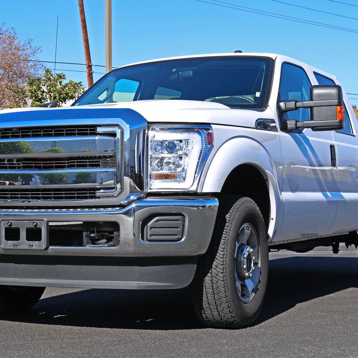 2011-2016 F-250/F-350/F-450/F-550 LED C-Bar Projector Headlights (Chrome Housing/Clear Lens)