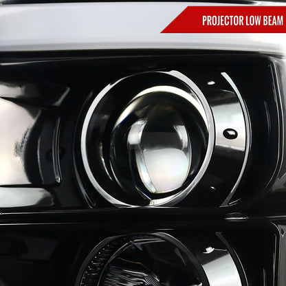 2011-2016 F-250/F-350/F-450/F-550 LED C-Bar Projector Headlights (Jet Black Housing/Clear Lens)