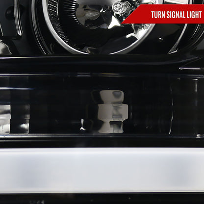 2011-2016 F-250/F-350/F-450/F-550 LED C-Bar Projector Headlights (Jet Black Housing/Clear Lens)