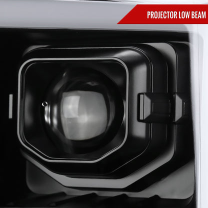 2011-2016 Ford F-250 F-350 F-450 F-550 Switchback Sequential LED C-Bar Projector Headlights (Matte Black Housing/Clear Lens)