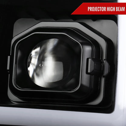 2011-2016 Ford F-250 F-350 F-450 F-550 Switchback Sequential LED C-Bar Projector Headlights (Matte Black Housing/Clear Lens)
