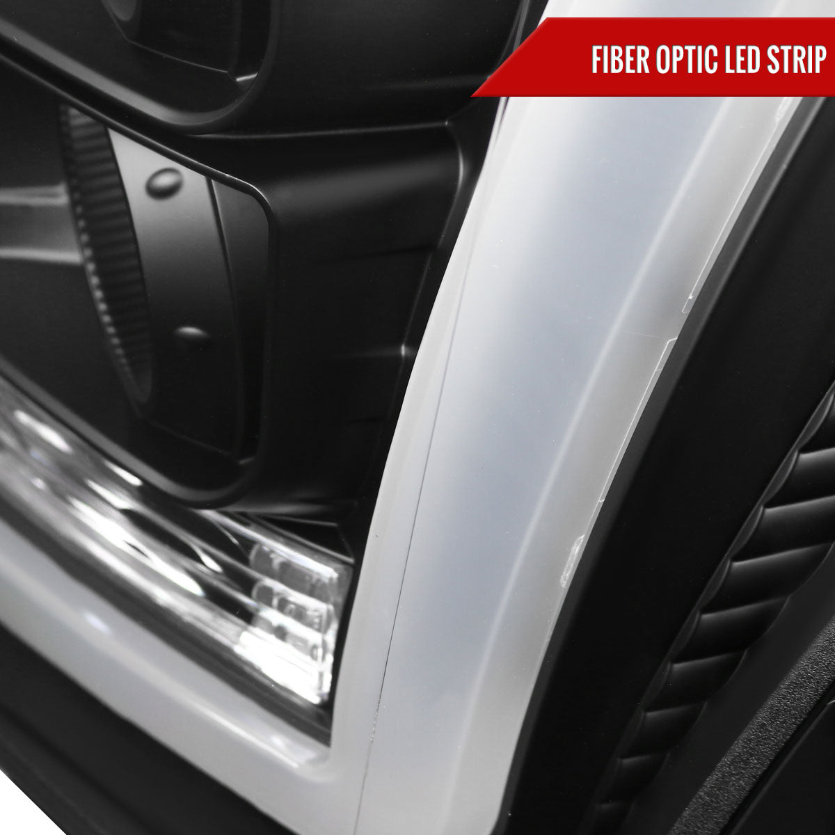 2011-2016 F-250/F-350/F-450/F-550 Super Duty LED C-Bar Projector Headlights (Matte Black Housing/Clear Lens)
