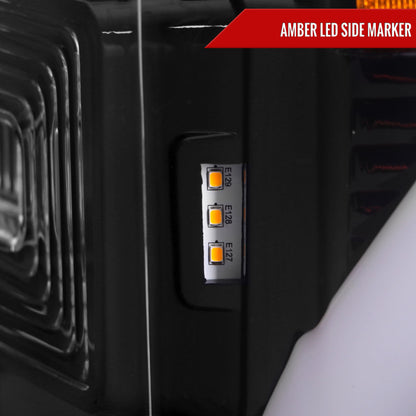 2017-2019 Ford F-250 F-350 F-450 F-550 Switchback LED C-Bar Projector Headlights (Jet Black Housing/Clear Lens)