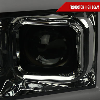 2017-2019 Ford F-250 F-350 F-450 F-550 LED C-Bar Projector Headlights w/ Switchback Sequential Turn Signals (Chrome Housing/Smoked Lens)