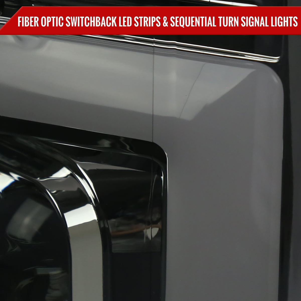 2017-2019 Ford F-250 F-350 F-450 F-550 LED C-Bar Projector Headlights w/ Switchback Sequential Turn Signals (Chrome Housing/Smoked Lens)