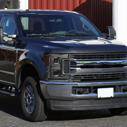 2017-2019 Ford F-250 F-350 F-450 F-550 LED C-Bar Projector Headlights w/ Switchback Sequential Turn Signals (Chrome Housing/Smoked Lens)