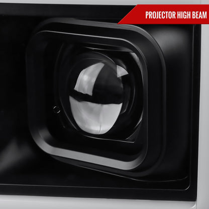 2017-2019 Ford F-250 F-350 F-450 F-550 LED C-Bar Projector Headlights w/ Switchback Sequential Turn Signals (Black Housing/Clear Lens)