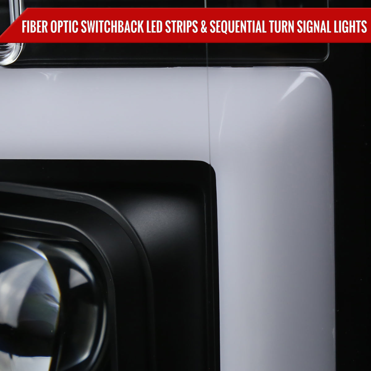 2017-2019 Ford F-250 F-350 F-450 F-550 LED C-Bar Projector Headlights w/ Switchback Sequential Turn Signals (Black Housing/Clear Lens)