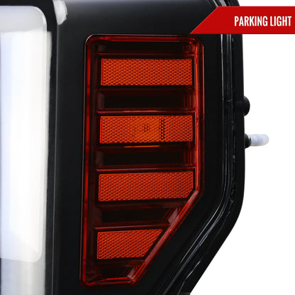 2017-2019 Ford F-250 F-350 F-450 F-550 LED C-Bar Projector Headlights w/ Switchback Sequential Turn Signals (Black Housing/Clear Lens)