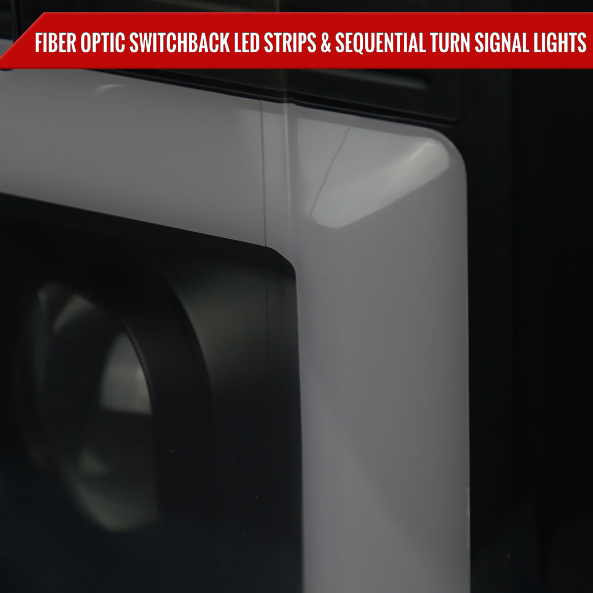 2017-2019 Ford F-250 F-350 F-450 F-550 LED C-Bar Projector Headlights w/ Switchback Sequential Turn Signals (Glossy Black Housing/Smoked Lens)