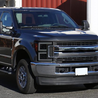 2017-2019 Ford F-250 F-350 F-450 F-550 LED C-Bar Projector Headlights w/ Switchback Sequential Turn Signals (Glossy Black Housing/Smoked Lens)
