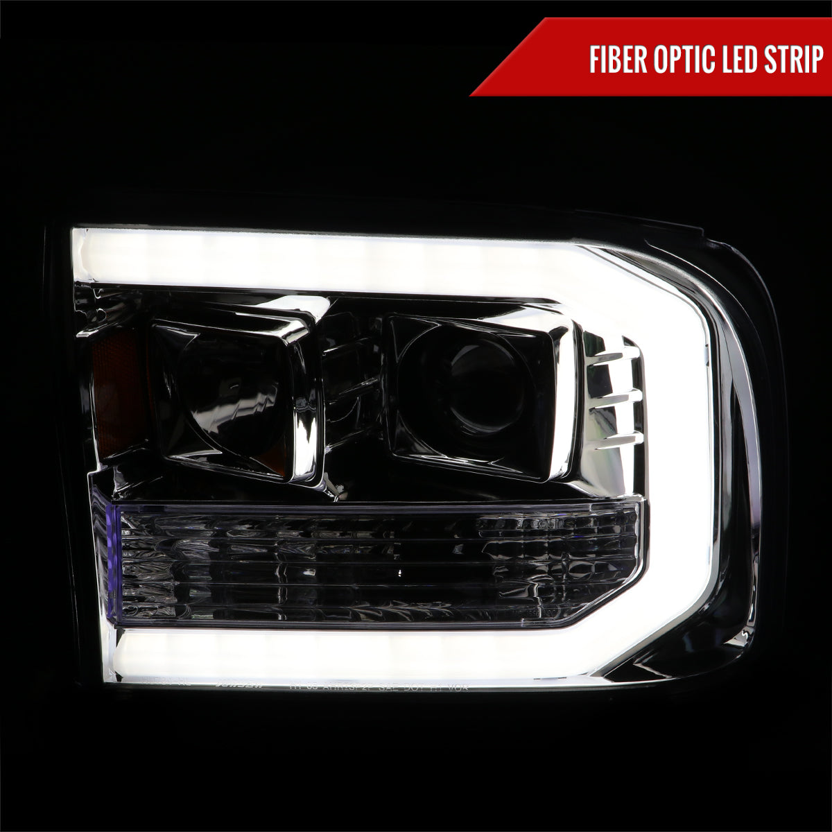 1999-2004 Ford F-250/F-350/F-450/F-550 /2000-2004 Ford Excursion LED Bar Projector Headlights (Chrome Housing/Clear Lens)