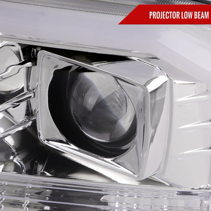 1999-2004 Ford F-250/F-350/F-450/F-550 /2000-2004 Ford Excursion LED Bar Projector Headlights (Chrome Housing/Clear Lens)