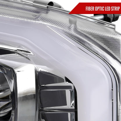 1999-2004 Ford F-250/F-350/F-450/F-550 /2000-2004 Ford Excursion LED Bar Projector Headlights (Chrome Housing/Clear Lens)