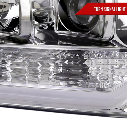 1999-2004 Ford F-250/F-350/F-450/F-550 /2000-2004 Ford Excursion LED Bar Projector Headlights (Chrome Housing/Clear Lens)