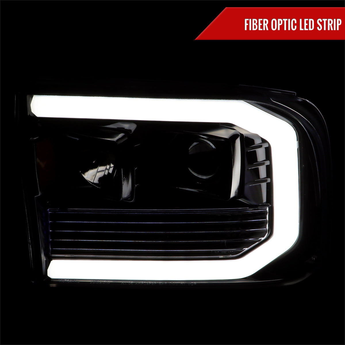 1999-2004 Ford F-250/F-350/F-450/F-550 /2000-2004 Ford Excursion LED Bar Projector Headlights (Glossy Black Housing/Light Smoked Lens)