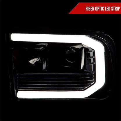 1999-2004 Ford F-250/F-350/F-450/F-550 /2000-2004 Ford Excursion LED Bar Projector Headlights (Glossy Black Housing/Light Smoked Lens)