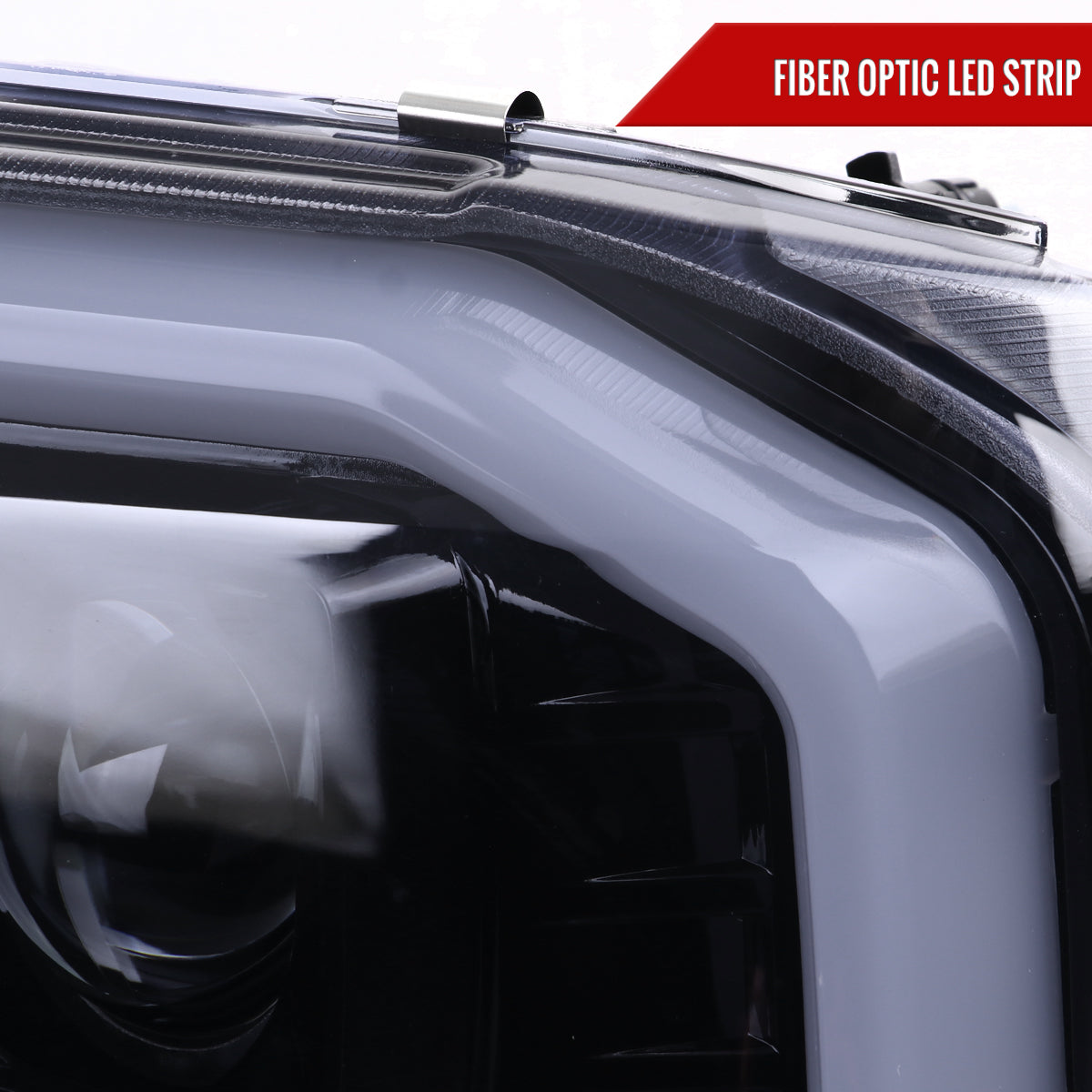 1999-2004 Ford F-250/F-350/F-450/F-550 /2000-2004 Ford Excursion LED Bar Projector Headlights (Glossy Black Housing/Light Smoked Lens)