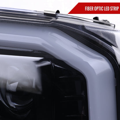 1999-2004 Ford F-250/F-350/F-450/F-550 /2000-2004 Ford Excursion LED Bar Projector Headlights (Glossy Black Housing/Light Smoked Lens)