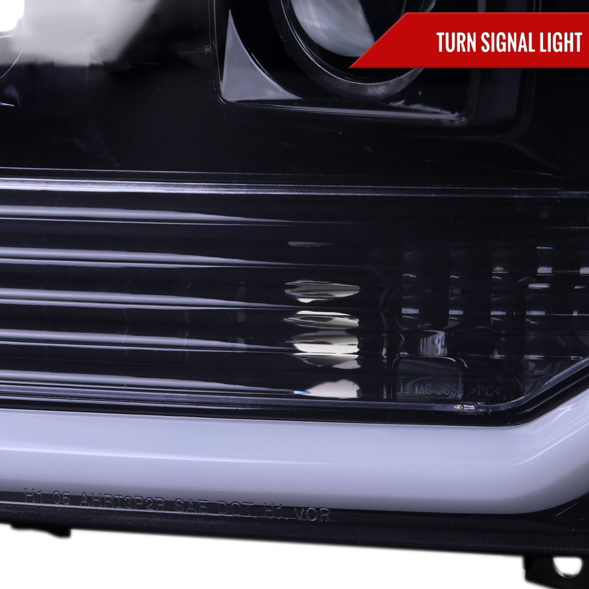 1999-2004 Ford F-250/F-350/F-450/F-550 /2000-2004 Ford Excursion LED Bar Projector Headlights (Glossy Black Housing/Light Smoked Lens)