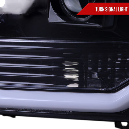 1999-2004 Ford F-250/F-350/F-450/F-550 /2000-2004 Ford Excursion LED Bar Projector Headlights (Glossy Black Housing/Light Smoked Lens)