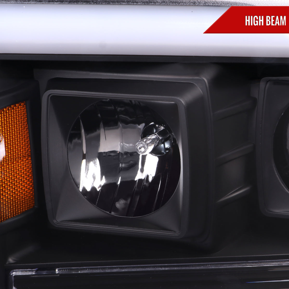 1999-2004 Ford F-250/F-350/F-450/F-550 /2000-2004 Ford Excursion LED Bar Projector Headlights (Matte Black Housing/Clear Lens)