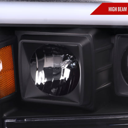 1999-2004 Ford F-250/F-350/F-450/F-550 /2000-2004 Ford Excursion LED Bar Projector Headlights (Matte Black Housing/Clear Lens)