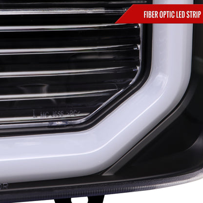 1999-2004 Ford F-250/F-350/F-450/F-550 /2000-2004 Ford Excursion LED Bar Projector Headlights (Matte Black Housing/Clear Lens)