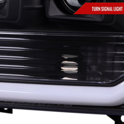 1999-2004 Ford F-250/F-350/F-450/F-550 /2000-2004 Ford Excursion LED Bar Projector Headlights (Matte Black Housing/Clear Lens)