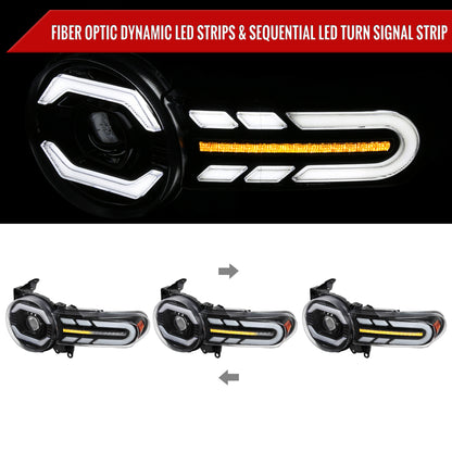 2007-2014 Toyota FJ Cruiser Switchback Sequential Turn Signal Animated LED Bar Projector Headlights (Matte Black Housing/Clear Lens)