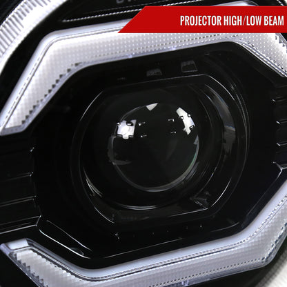 2007-2014 Toyota FJ Cruiser Switchback Sequential Turn Signal Animated LED Bar Projector Headlights (Matte Black Housing/Clear Lens)