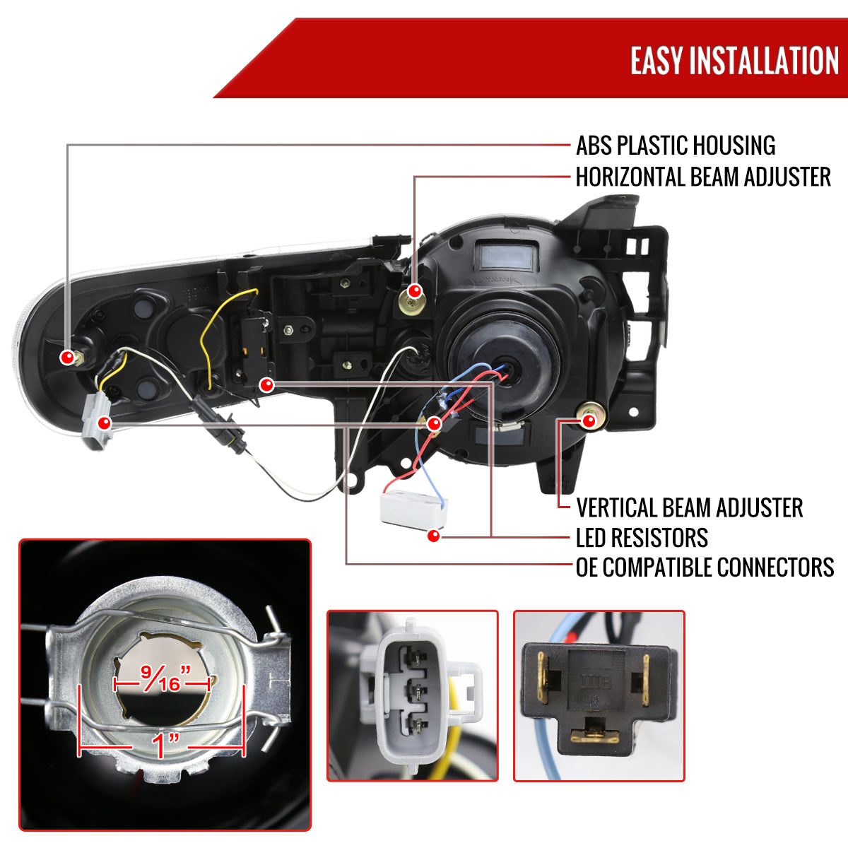 2007-2014 Toyota FJ Cruiser Switchback Sequential Turn Signal Animated LED Bar Projector Headlights (Matte Black Housing/Clear Lens)