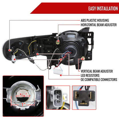 2007-2014 Toyota FJ Cruiser Switchback Sequential Turn Signal Animated LED Bar Projector Headlights (Matte Black Housing/Clear Lens)