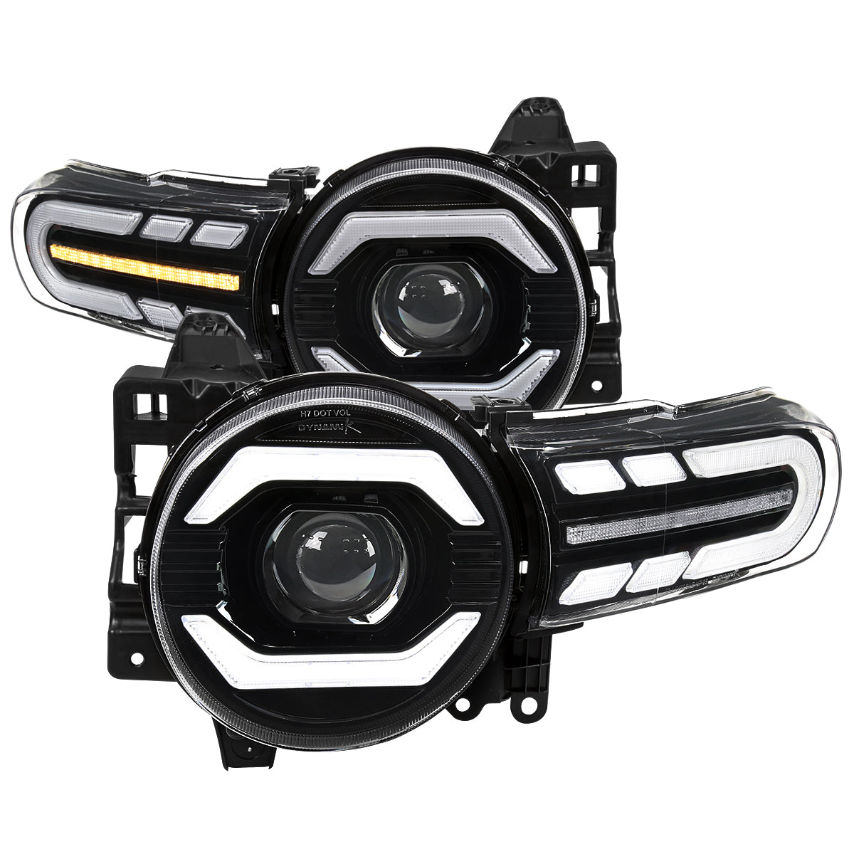 2007-2014 Toyota FJ Cruiser Switchback Sequential Turn Signal Animated LED Bar Projector Headlights (Matte Black Housing/Clear Lens)