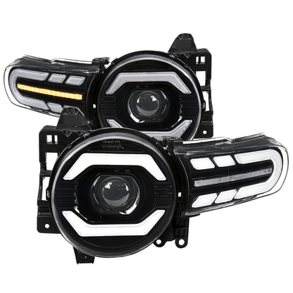 2007-2014 Toyota FJ Cruiser Switchback Sequential Turn Signal Animated LED Bar Projector Headlights (Matte Black Housing/Clear Lens)